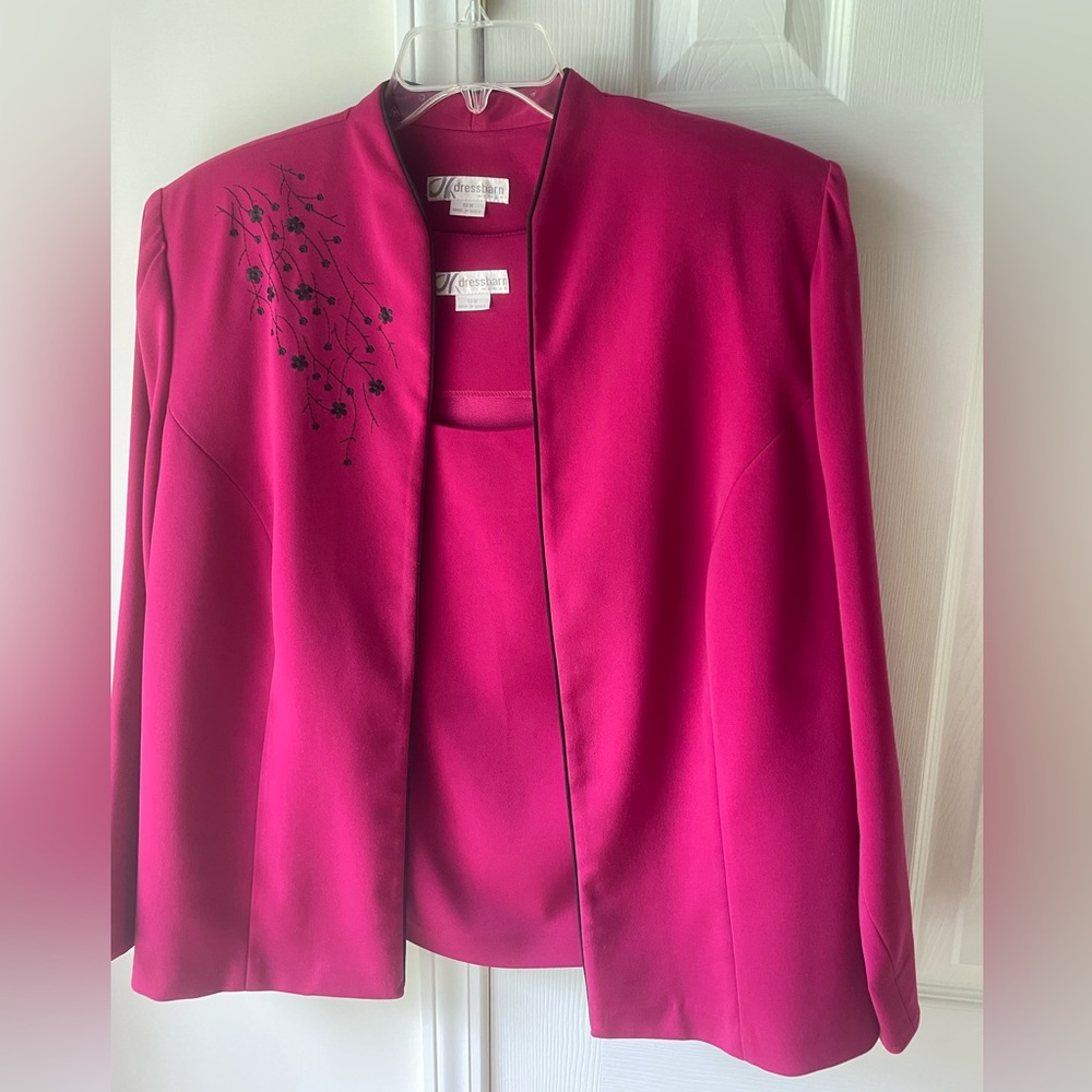 Dressbarn Pink Blazer Open-Front Suit Jacket with matching Tank Top